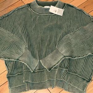 Zenana Outfitters Olive Striped Sweater